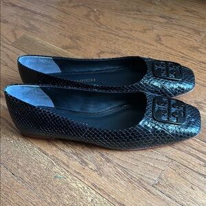 Tory Burch Black Snake Print Women's Flats